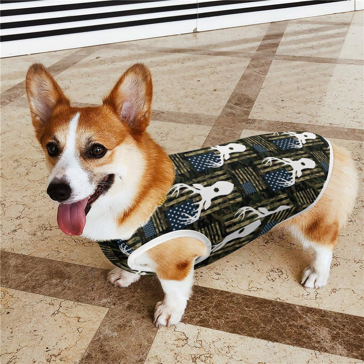 Pet Summer T-Shirt Dog American Flag Camo Deer Shirts Summer Puppy Clothes Cute Pet T Shirts for Small Medium Large Pets