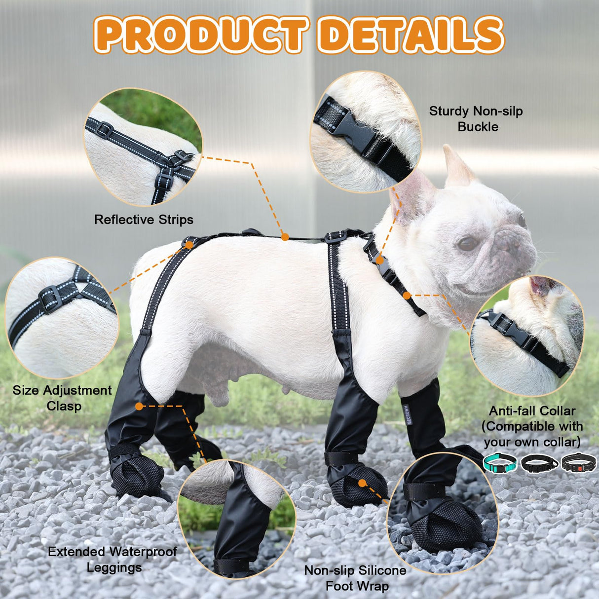 BECEMURU Dog Boots Shoes Leggings with Anti-Slip Sole,Dog Paw Protector, Perfect for Outdoor Walking, Hiking, Waterproof and Anti-Fall Dog Shoes with Adjustable Strap (M)