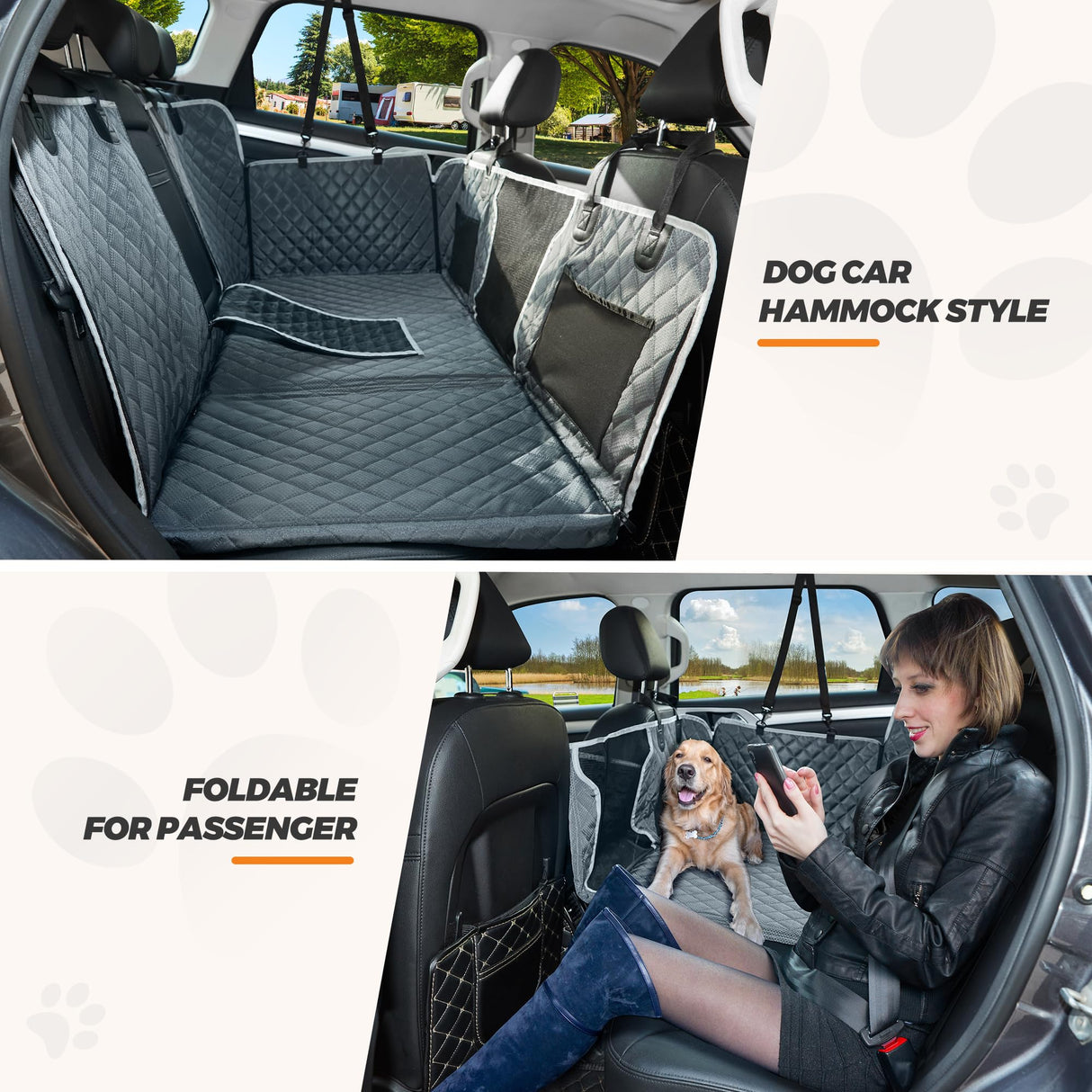 ANOSOSPECIAL Back Seat Extender for Dog,Waterproof Hard Bottom Dog Car Seat Cover for Back Seat Protector,Foldable Camping Pet Hammock Bed,Easy Clean Travelling Accessories Car SUV Truck (Gray)