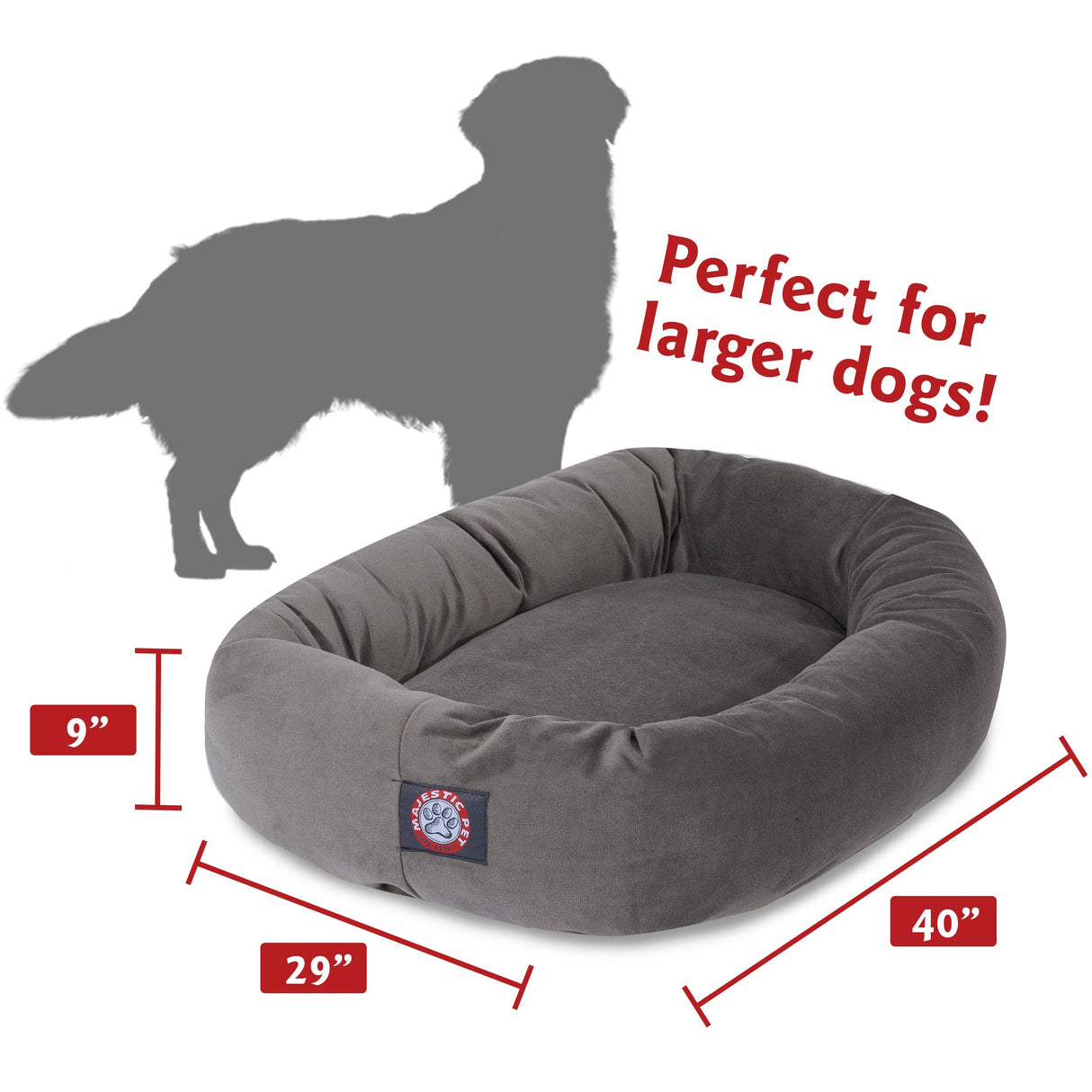 Majestic Pet Villa 32 Inch Shredded Memory Foam Dog Bed for Medium Sized Dog 32x23x7 Inch–Orthopedic Pet Bed - Washable Medium Puppy Mat with Head Support-Orange