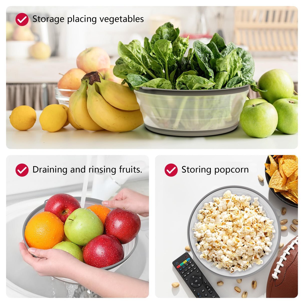 Microwave Splatter Cover Vented for Food with Hook Hole, Splatter Guard & Colander Kitchen Gadget for Food, Meal Prep, Grey