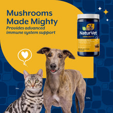 Load image into Gallery viewer, NaturVet Mushroom Max Advanced Immune Support Dog Supplement – Helps Strengthen Immunity, Overall Health for Dogs – Includes Shitake Mushrooms, Reishi, Turkey Tail – 120 Ct.