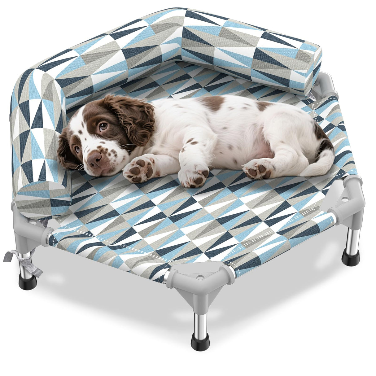 Pyowmgd Orthopedic Dog Bed - Beds Bolster,Cooling Elevated Dog Beds with Metal Frame,Raised Dogs Bed,Easy to Assemble,Up to 50 lbs,Small (24.5" L x 24.5" W x 6.7" Th)