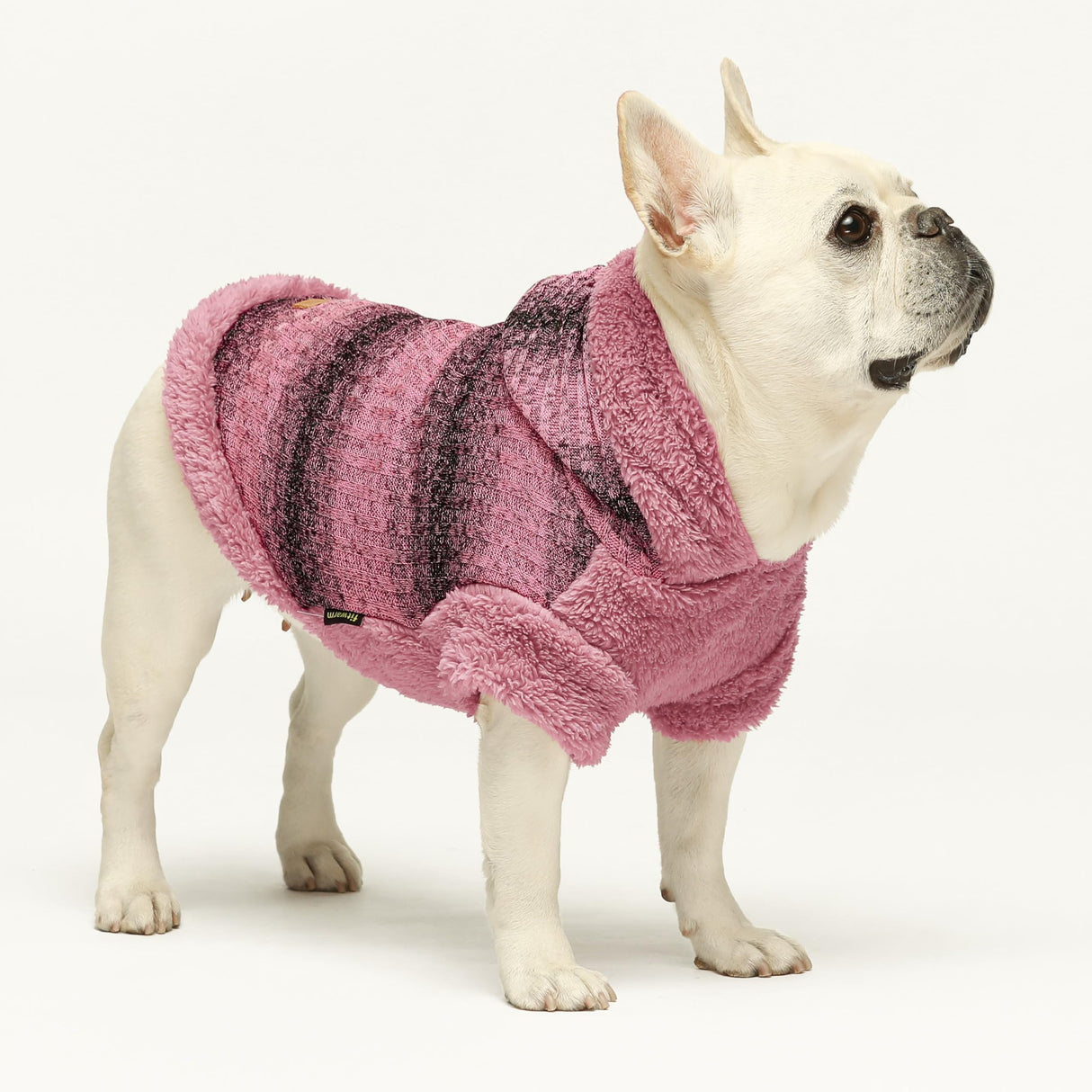Fitwarm Fuzzy Dog Sweater, Knitted Winter Dog Clothes for Small Dogs Girl, Pet Cat Hooded Outfit, Heather Pink, Black, XXL