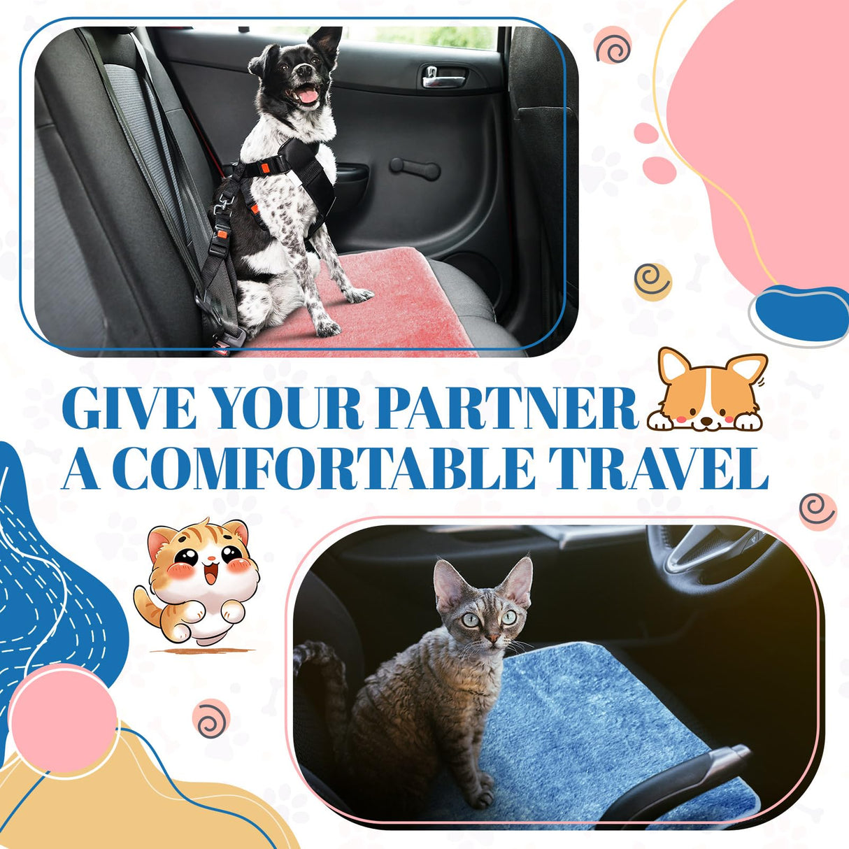 Drydiet 4 Pcs Pet Carrier Pad Travel Pet Reversible Dog Mat Replacement Liners for Travel Dog Bed Pad Washable Plush Double Sided Bed Mat for Cat Kennel Crate(Colorful,17 x 11 Inch)