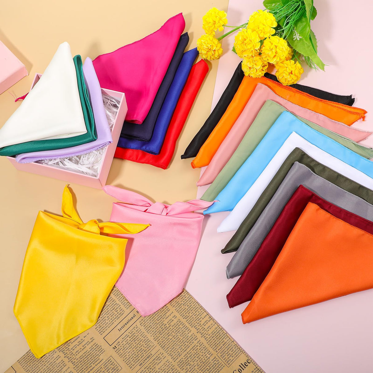 40 Pcs Plain Dog Bandanas Bulk Sublimation Heat Transfer Washable Adjustable Dog Scarf Triangle Scarf for Small Medium Large Pets, 20 Colors, 25.5"×16.5"