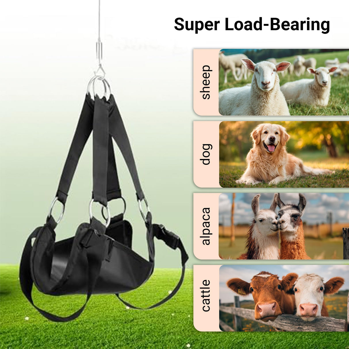 Goat Sling for Weighing 30"x25", Up to 400 LB Assist Weight Scale for Baby Calf, Lamb, Alpaca, Pig, Dog (Large)