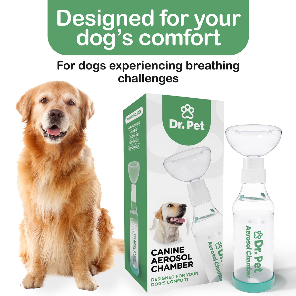 Dog Aerosol Chamber (3 Masks) – Canine Inhaler Spacer for Dogs – Includes 3 Masks to Fit All Dogs (Premium Quality)