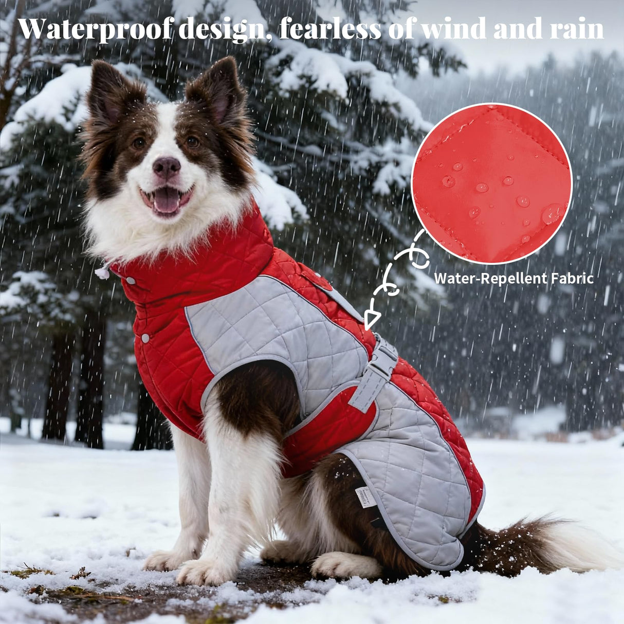 BECROWM Dog Coat Dogs Jacket Waterproof Reflective Adjustable Dog-Winter Coats for Small/Medium/Large Dogs Dachshund Coat-(Red, X-Large)