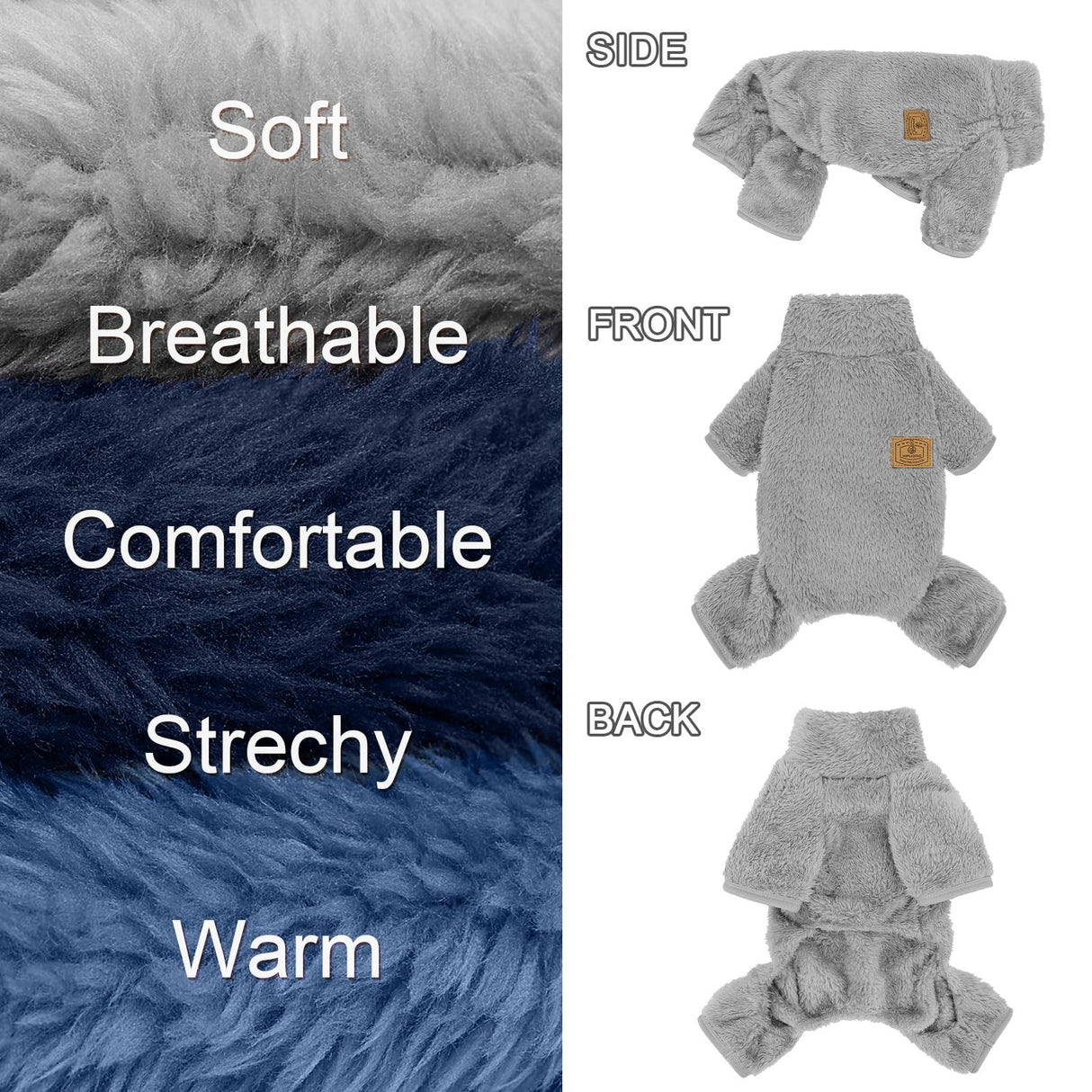 XPUDAC 3 Pack Dog Sweater, Dog Winter Clothes for Small Medium Dogs Girl Boys Fleece Pet Pajamas for Winter Christmas-2XL(Blue,Navy,Grey