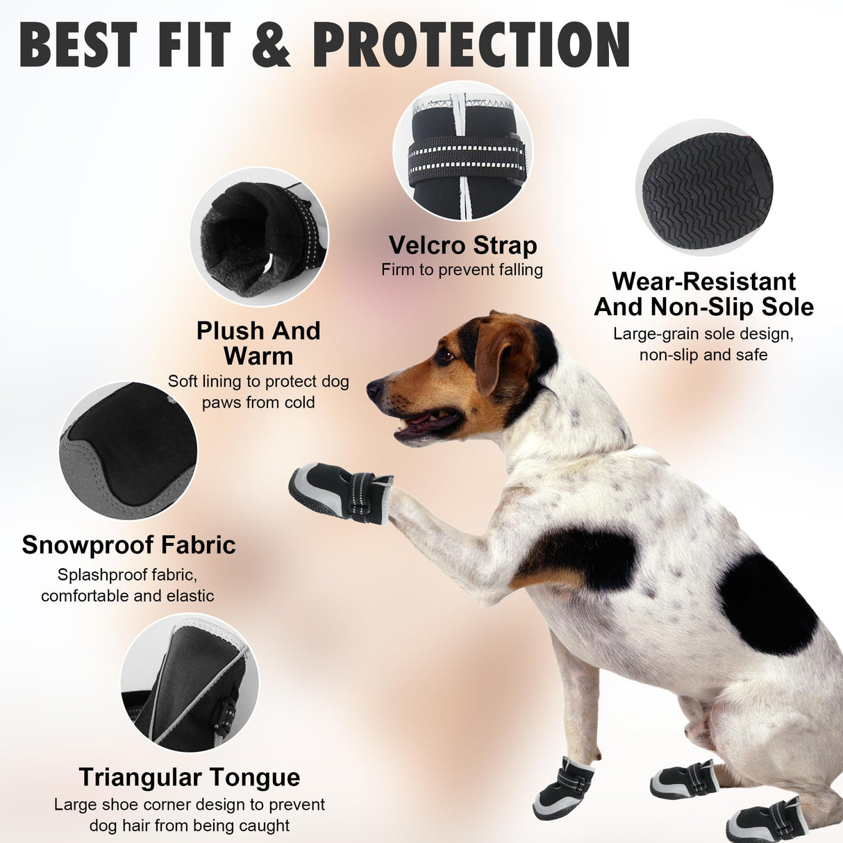 Dog Shoes for Large Small Medium Dogs Warm Non-Slip Protective Dog Boots for Winter Cold Pavement Waterproof Cotton Paw Protector for Snow Rain Outdoor (Blue-B, #2 (2.36"*1.7")(L*W) for 26-33 lbs)