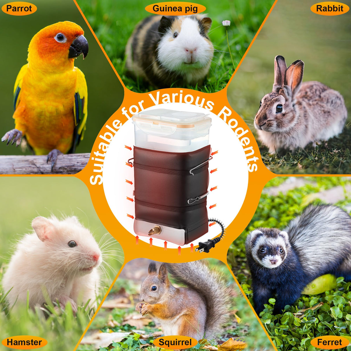 74 oz Heated Rabbit Water Bottle, Large Rabbit Water Dispenser No Drip, Bunny Bottle, Heated Small Animal Drinker for Pets, Rabbits, Guinea Pigs, Hamster, Ferrets, Birds, Mouse, Rats(1 Pack)