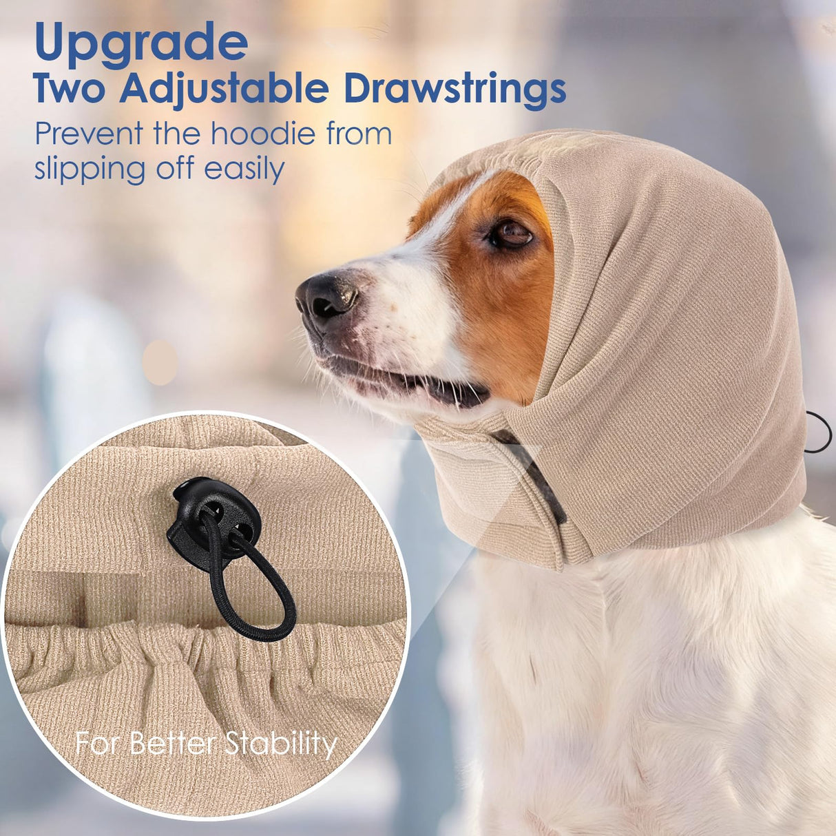 AOFITEE Dog Calming Hoodie - Anti-Slip Dog Ear Muffs Cover for Noise Anxiety, No Shake Ear Wrap for Dogs Hematoma, Adjustable Dogs Headband for Grooming, Fireworks, Thunderstorms, Brown L
