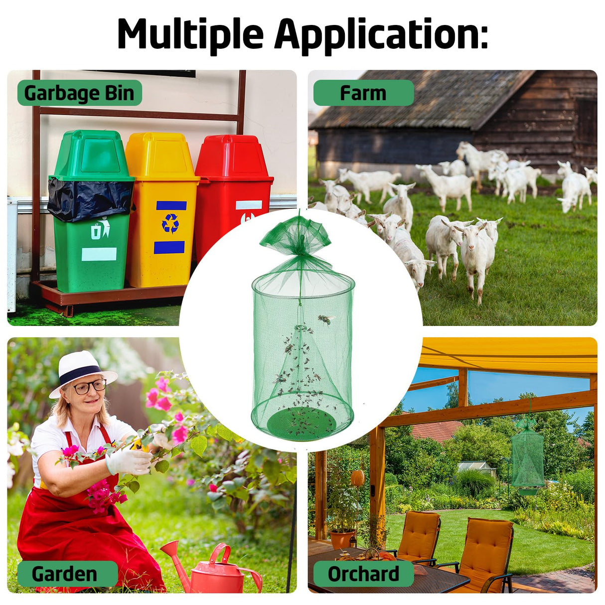Qualirey 18 Pcs Ranch Fly Trap Outdoors Stable Fly Trap Reusable Horse Fly Traps Outdoor Hanging Pest Fly Trap Fly Catcher Cage with Pots Flay for Farm Orchard Restaurants