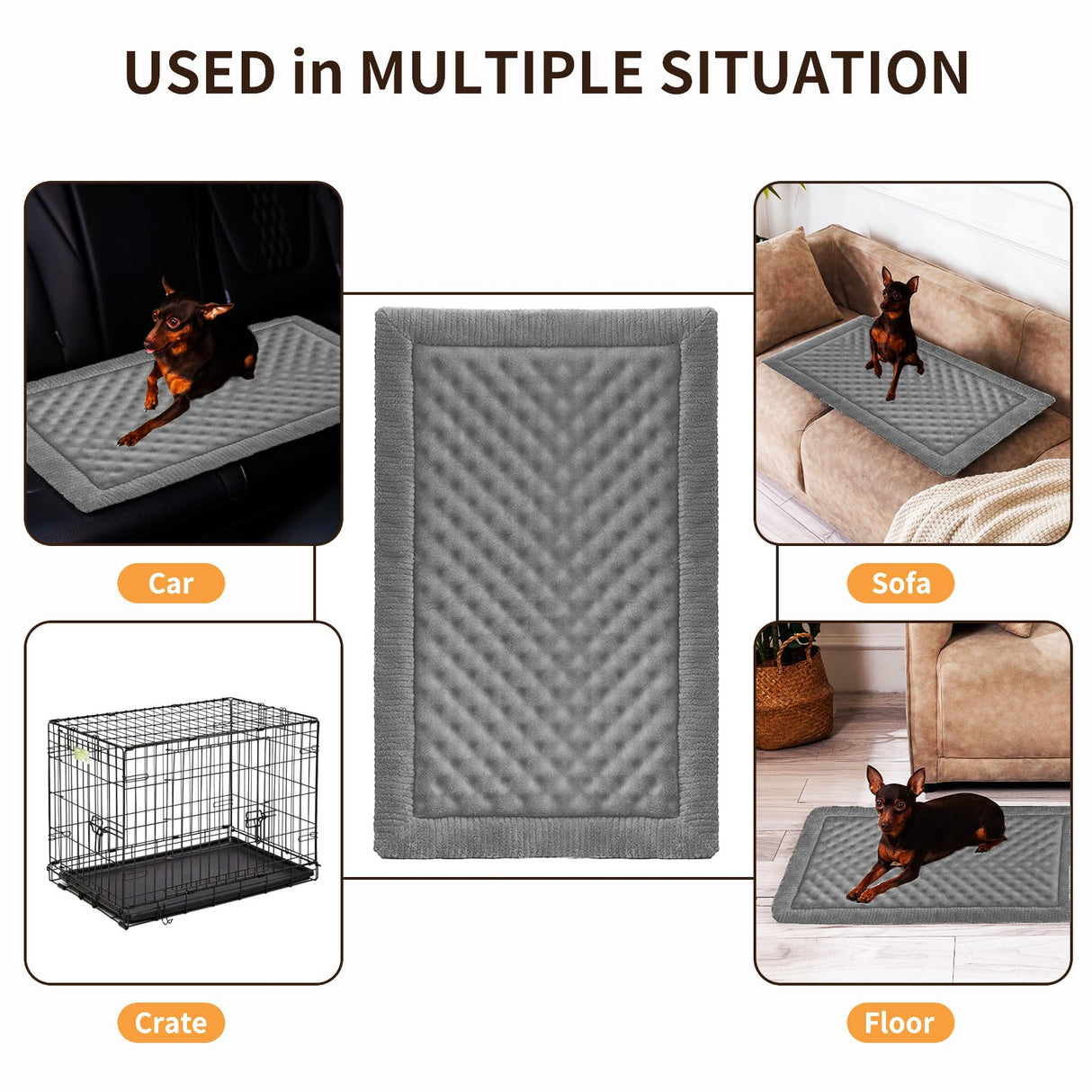 MINIDEAR Dog Crate Pad, Crate Bed Non-Skid Kennel Pad, Rubber Backing Memory Foam for Dog Bed Mat, Machine Washable Dog Bed for Crate, 17"x24"