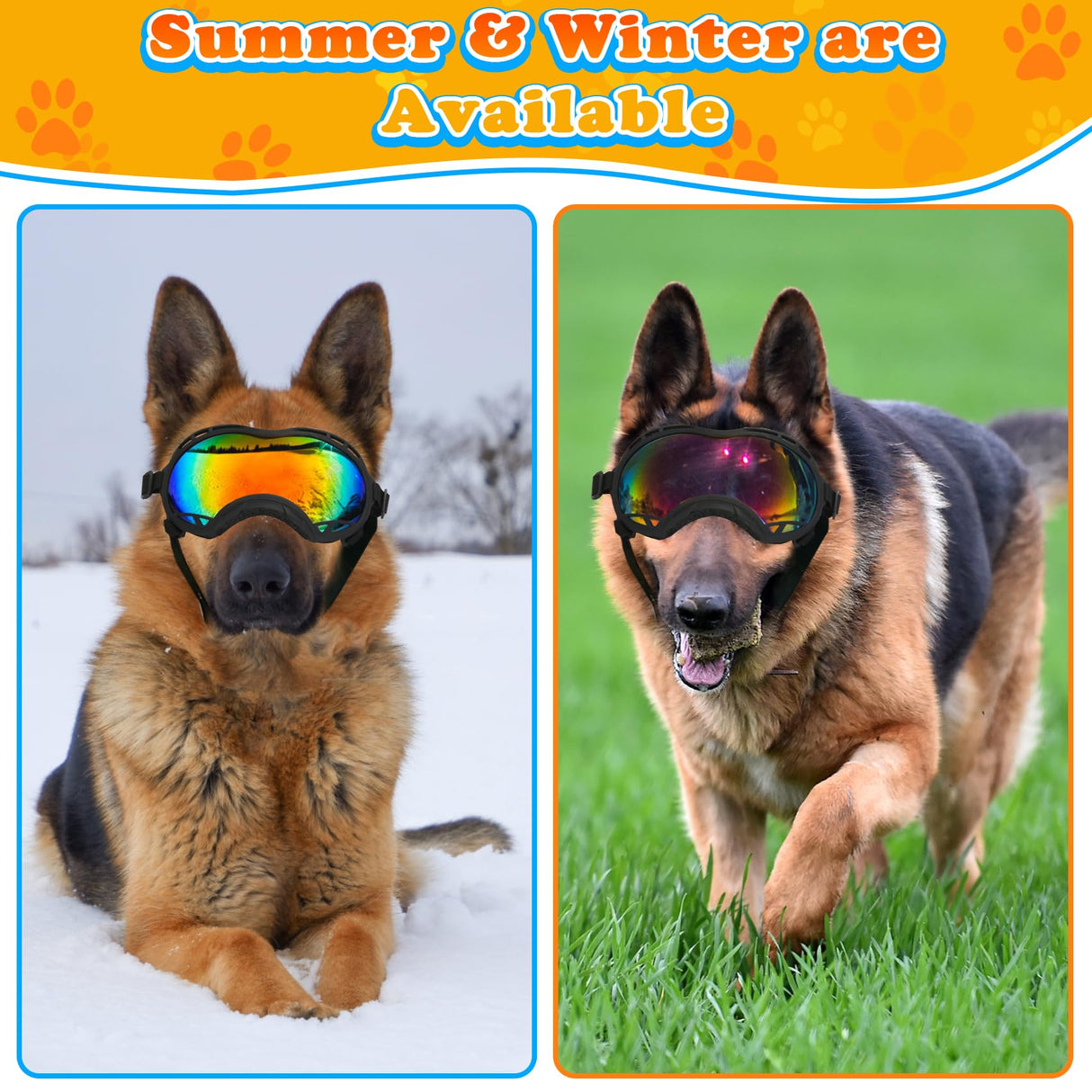 Dog Goggles for Large Dogs, UV Protection Dog Sunglasses, Adjustable Strap, Windproof、Dustproof、Anti-Fog Eye Protection Sunglasses for Large and Medium Dogs (Black Frame)