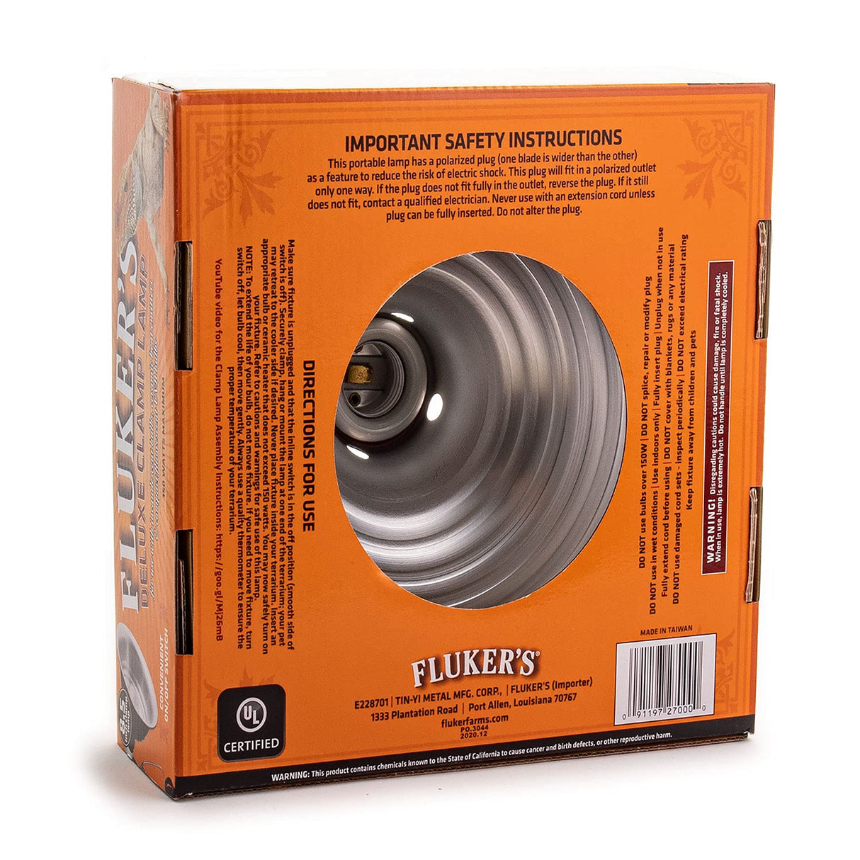 Fluker's Repta-Clamp Lamp, Heavy Duty Clamp Light For Reptile Tanks and Terrariums, UL/CUL Approved, Great for Reptile Basking, 150-Watt Maximum with On/Off Switch, 8.5"