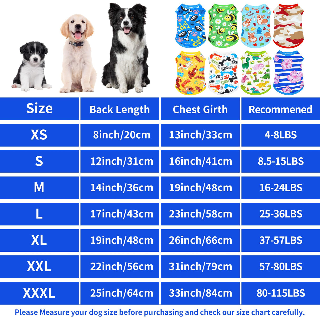 JpGdn 8PCS/Pack Dog Shirts Male for XXXL Dog Boy Sleeveless T Shirts Soft Stretchy Tank Top Tee Vest
