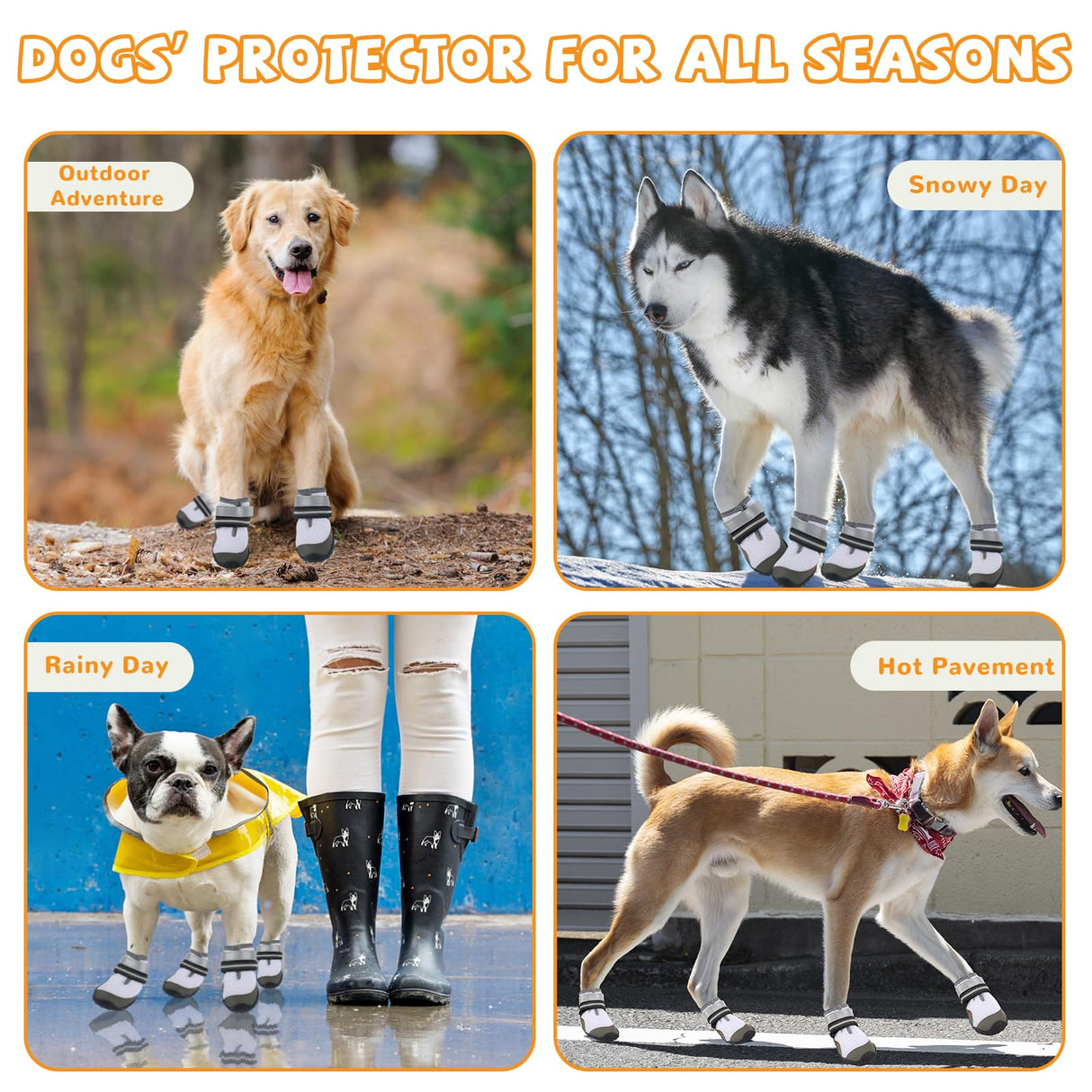 Dog Shoes for Medium Large Dogs, Dog Boots & Paw Protectors to Prevent Licking, Anti-Slip Dog Booties with Reflective for Summer Hot Pavement, Outdoor Hiking, Hardwood Floors (Size 3)