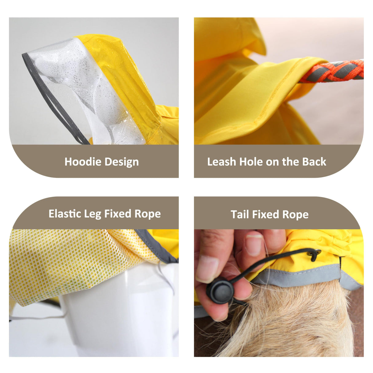 MAMORE Dog Raincoat Waterproof, Lightweight Adjustable Dog Rain Coat Hooded Poncho with Reflective Strip for Large Medium Small Dogs (Yellow, Large)
