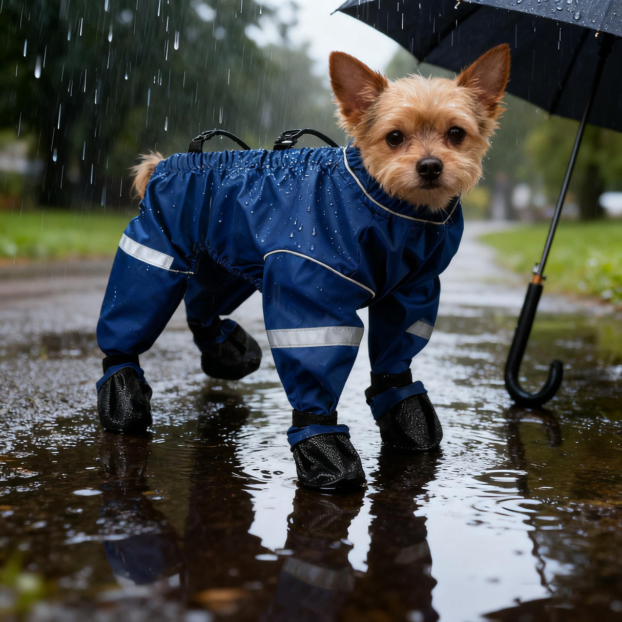 2026 Dog Snowsuit with Attached Boots,Dog Snowsuit with BootsFull Leg & Paw Protection,for Small Medium Dogs in Snow,Rain&Mud (Dark Blue,XL)