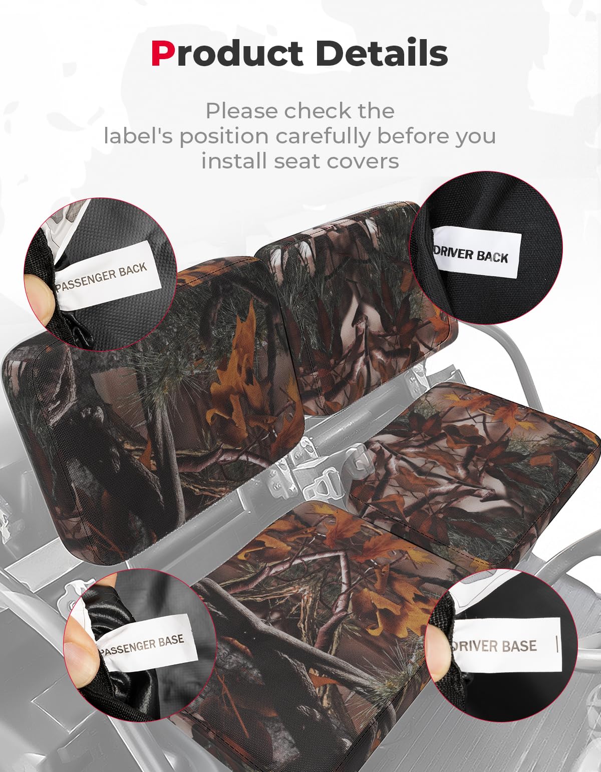 KEMIMOTO Seat Covers Camo Compatible with Kubota RTV X900, RTV X1120D, RTV 1140 2014-2025 and X1100 2007-2013, Compatible with Kubota Sidekick RTV-XG850