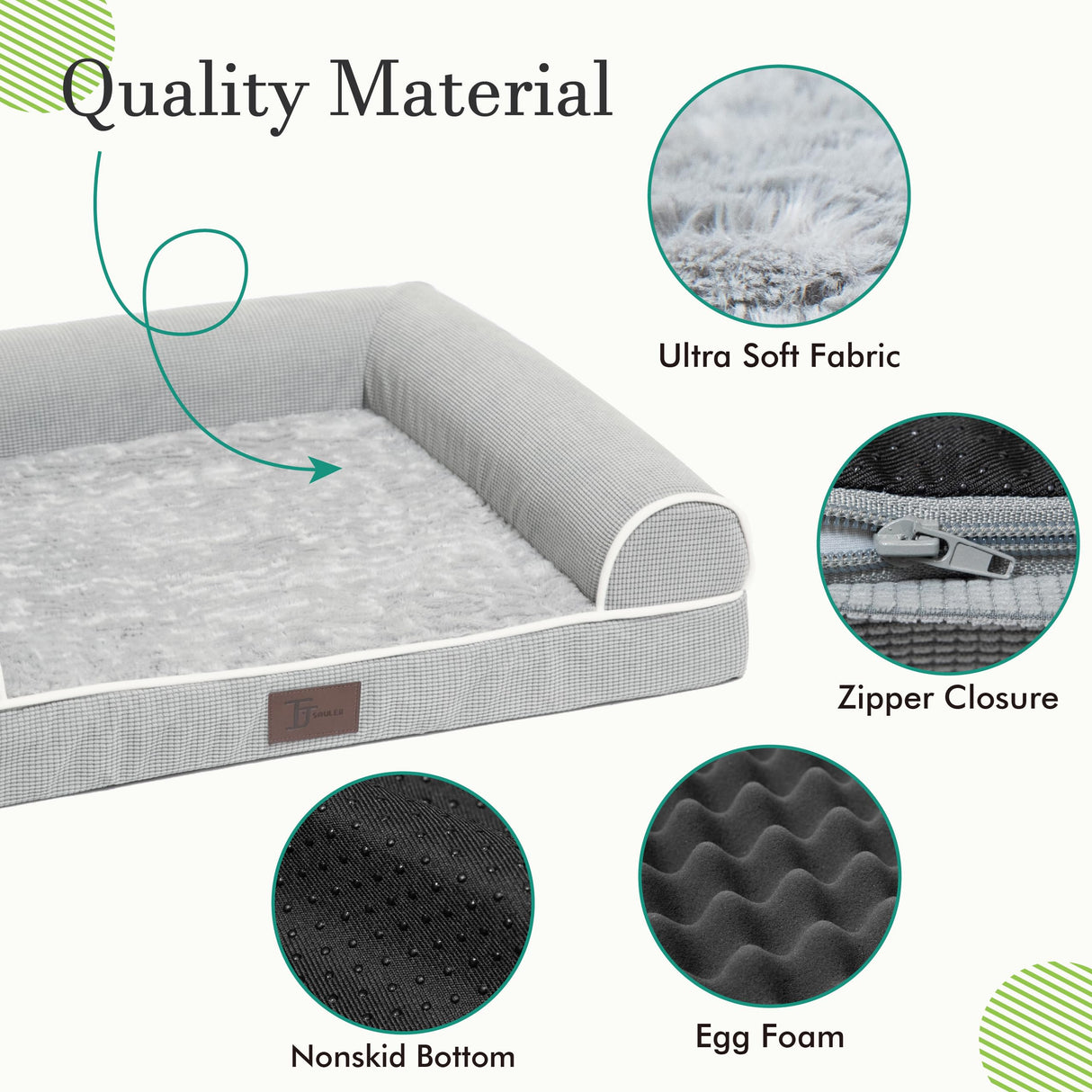 TJSOULER Orthopedic Dog Beds for Small Medium Dogs,Waterproof Lined Egg Crate Foam Pet Bed Mat with Removable and Washable Cover and Non Slip Bottom,Dog Sofa Soft Bed