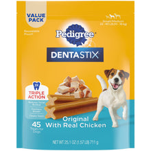 Load image into Gallery viewer, Pedigree Dentastix Small & Medium Breed Dog Treats, Original with Real Chicken, 21.1 oz. Bag (45 Treats)
