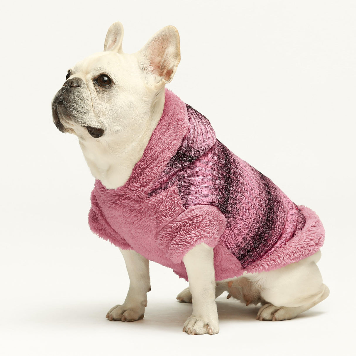 Fitwarm Fuzzy Dog Sweater, Knitted Winter Dog Clothes for Small Dogs Girl, Pet Cat Hooded Outfit, Heather Pink, Black, XXL