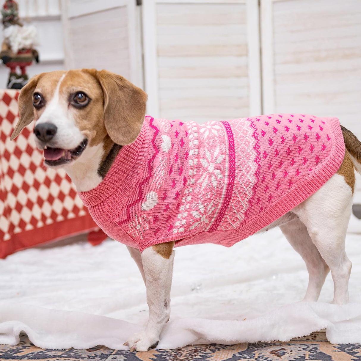 SCENEREAL Dog Sweaters for Medium Sized Dogs - Soft, Warm Turtleneck Pullover Fall Winter Dog Clothes, Knitted Argyle Dog Christmas Outfits, Ugly Pet Clothing for Boy Girl Puppy