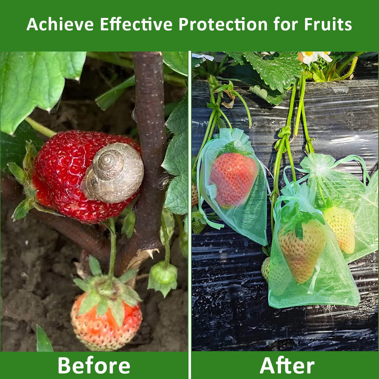 Toolifer 100 Pcs Fruit Protection Bags, 8''Γ12'' Vegetable Protection Bags Fruit Netting Bags with Drawstring, Fruit Tree Fruit Cover Bags Reusable Netting Bird Pest Barrier Bags for Garden Orchard