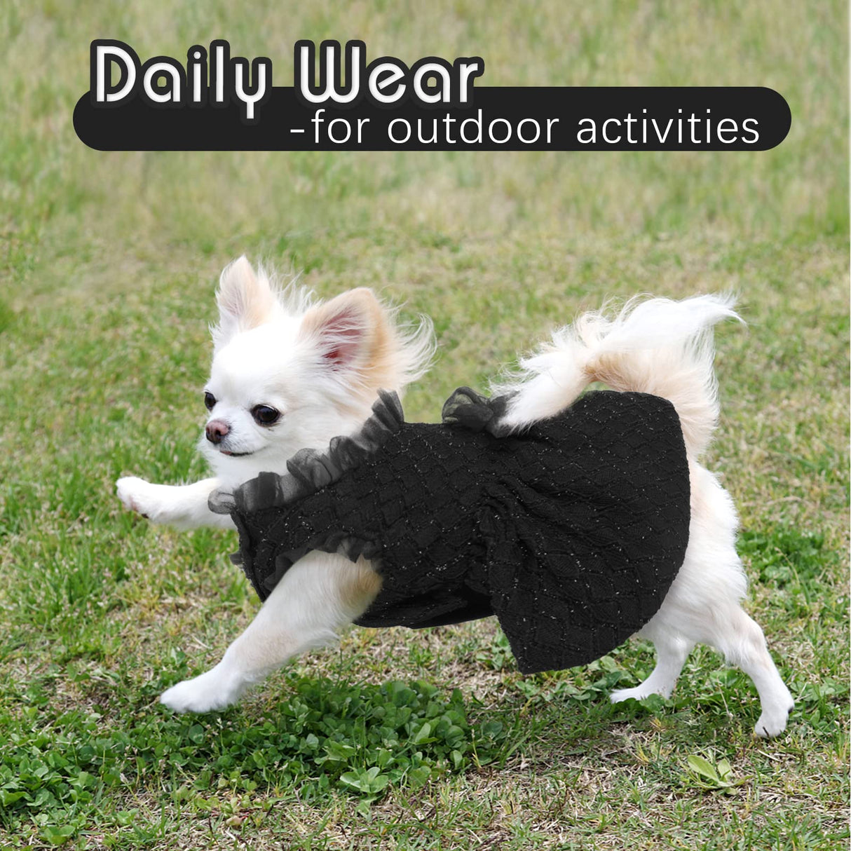 Kuoser Dog Dress, Cute Dog Dresses for Medium Dogs Girl Elegant Puppy Tutu with Bow-Knot, Doggie Princess Costume Pet Outfit for Birthday Party Christmas Halloween Wedding, Black M