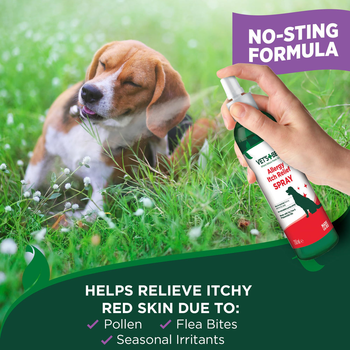 Vet's Best Allergy Itch Relief Spray for Dogs | Soothes Dog Dry Skin | Relieves The Urge to Itch, Lick, and Scratch | 8 Ounces