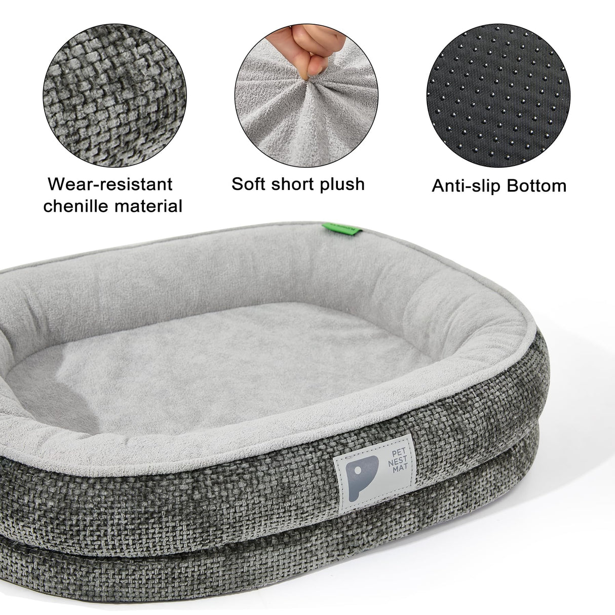 Bininl Orthopedic Cat Bed for Puppy & Kitten,Cat Sofa Bed with Egg Crate Foam Four Sided Dog Couch Beds with Removable Cover & Non-Slip Bottom Grey XS