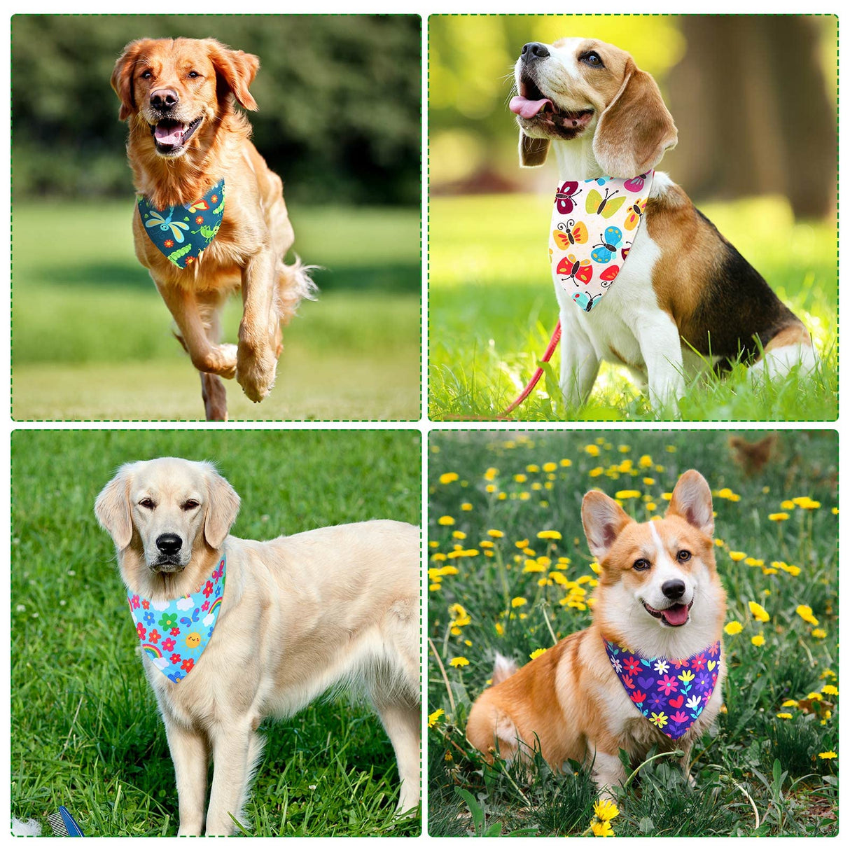 Sadnyy 40 Pcs Summer Spring Dog Bandanas Bulk Flower Hawaiian Triangle Reversible Bandanas for Large Dog Adjustable Pet Kerchief Scarf Washable Cat Scarf for Summer Holiday Pets
