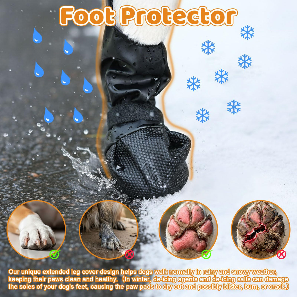 BECEMURU Dog Boots Shoes Leggings with Anti-Slip Sole,Dog Paw Protector, Perfect for Outdoor Walking, Hiking, Waterproof and Anti-Fall Dog Shoes with Adjustable Strap (M)