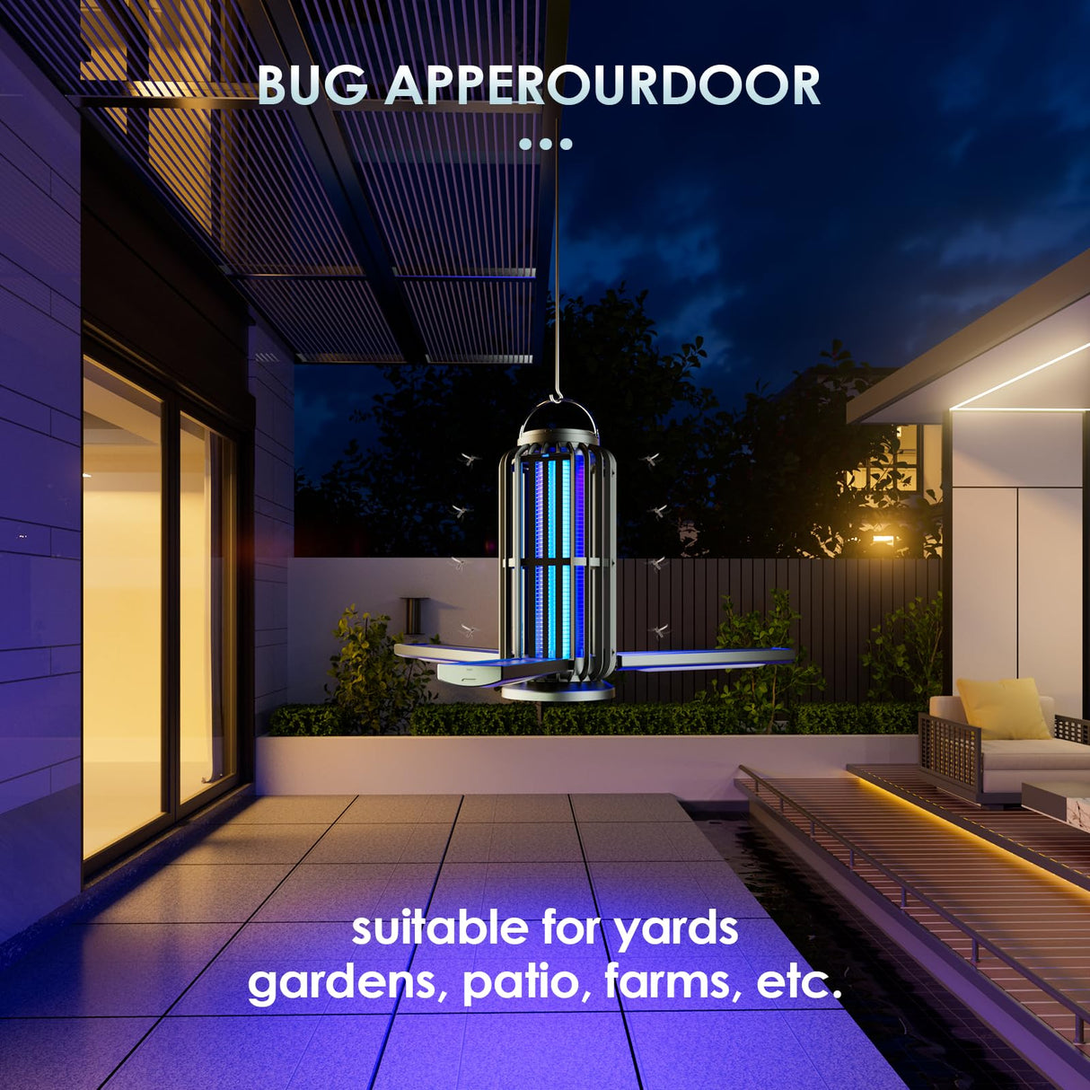 TIENBE 2 Pack Solar Bug Zapper, 4200V Mosquito Zapper, 3600mAh Rechargeable Bug Zapper, Cordless & Waterproof Electric Insect Zapper, Outdoor Fly Zapper with 3 Modes Light, for Patio, Backyard, Garden