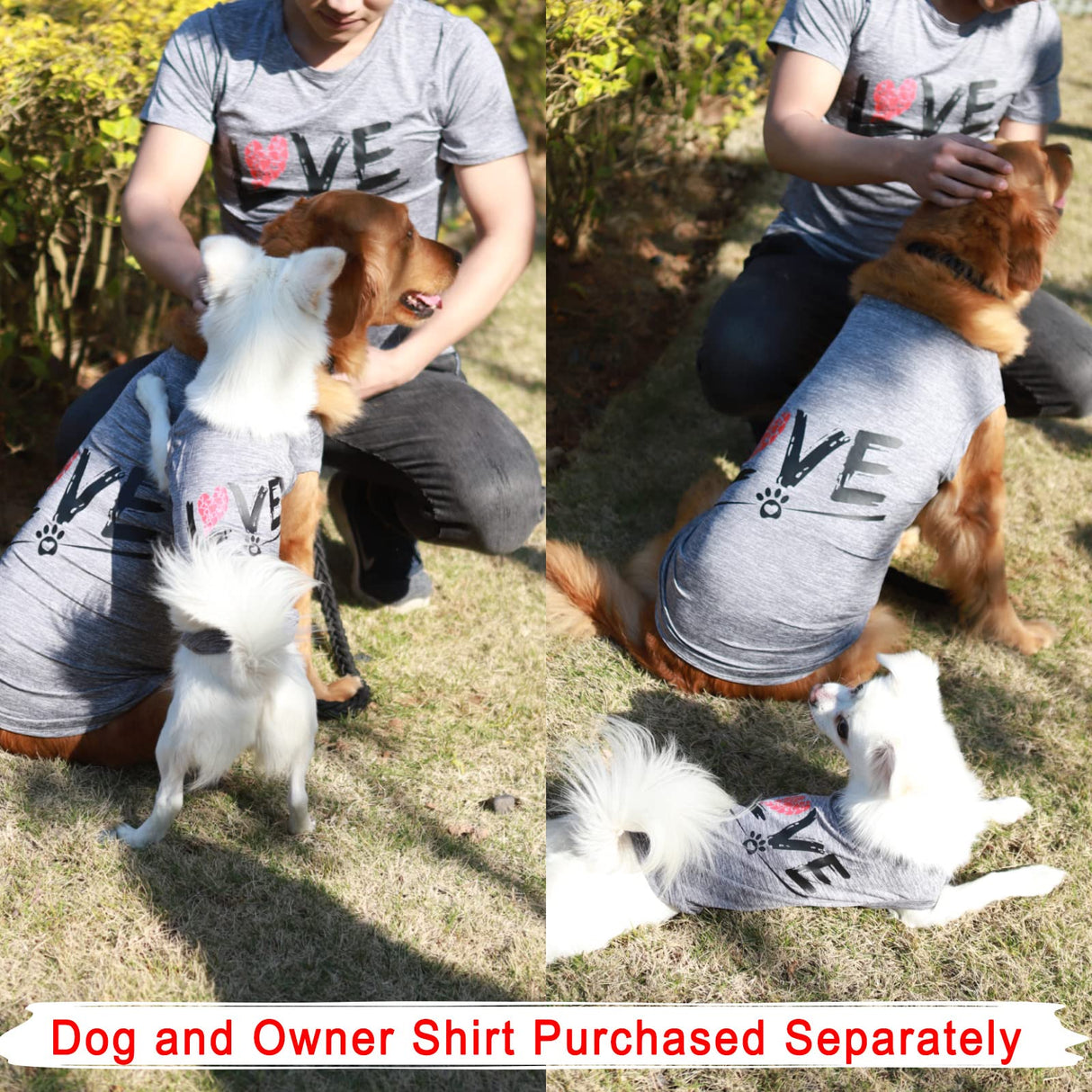 CAISANG Dog Shirts Love Puppy Shirt Mommy Dad/Pets Clothes, Sleeveless Vest T-Shirt Doggy Clothing Crewneck Womens Sweatshirt, Apparel for Dogs Cats Mom Sport Outfits (Small, Grey-Man)