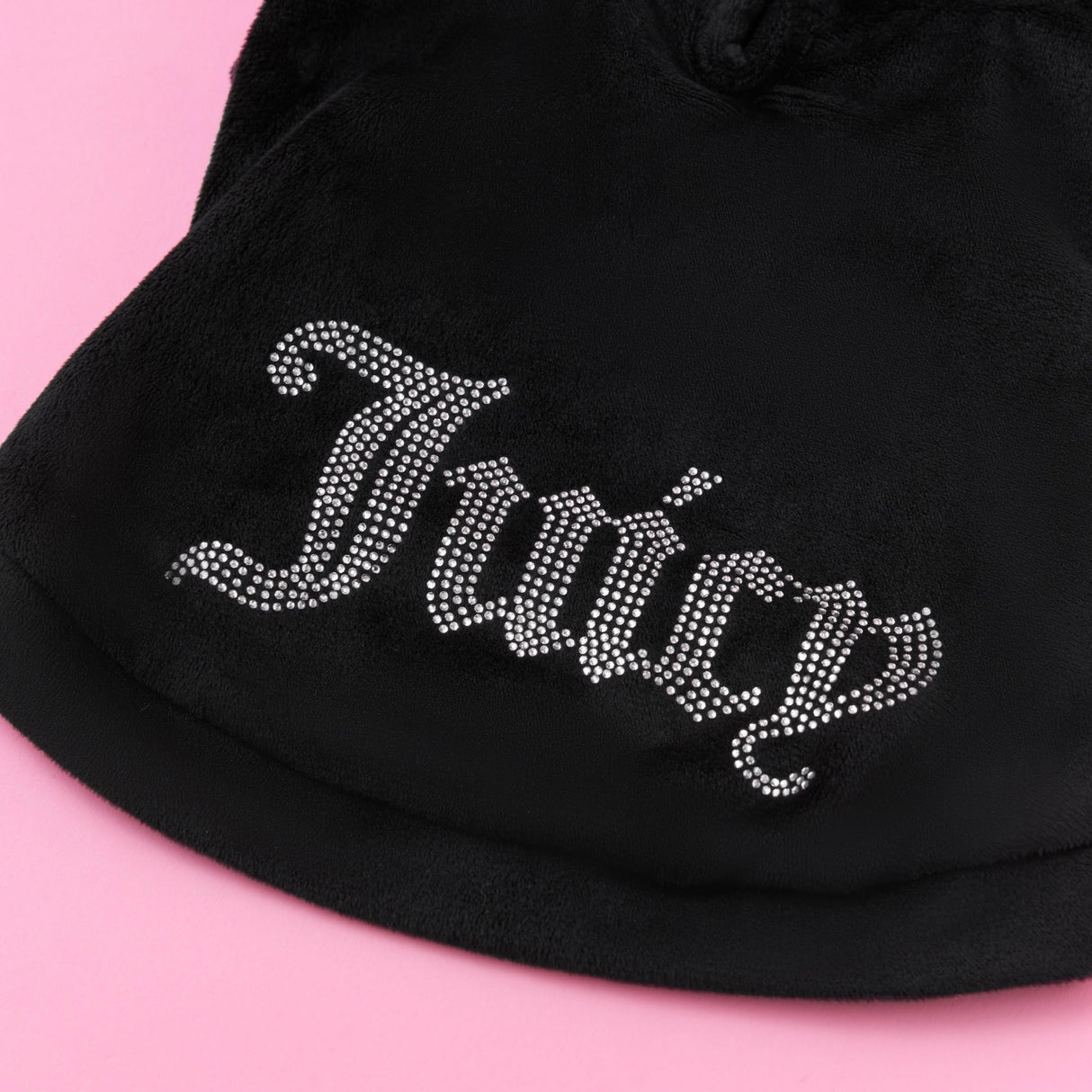 Juicy Couture Bling Velour Pet Hoodie - Black - M/L (7-12 lbs.) - Pet Hoodies for Small Dogs or Cats