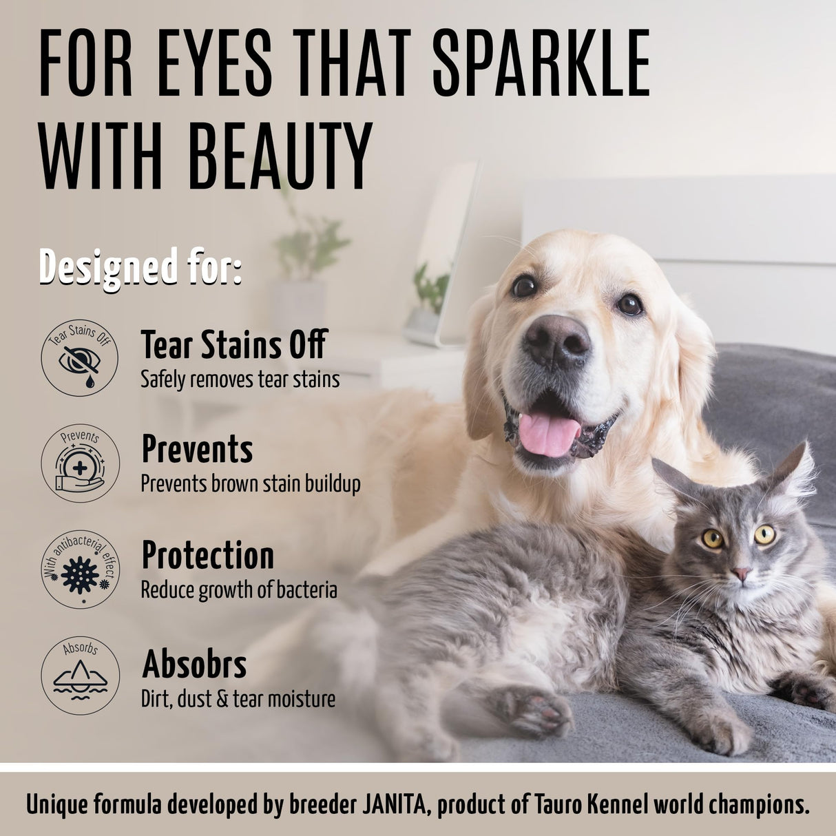 Tauro Pro Line Clay Tear Stain Remover for Dogs - Shield Mask for Eyes, Ears, Mouth, Gentle Grooming Product for Dogs, Puppy & Cat (Stainless Look - 1.69 Fl Oz)