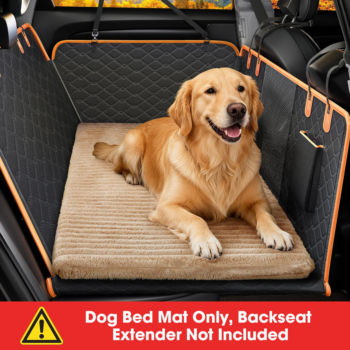 FURTIME Backseat Pet Bed Mat, Non-Slip Dog Bed for Car Back Seat, Washable Travel Pet Mat with Removable Cover, Dog Seat Covers Protector Fit for Backseat Extenders and Trucks SUVs, 54"x 24.8", Brown
