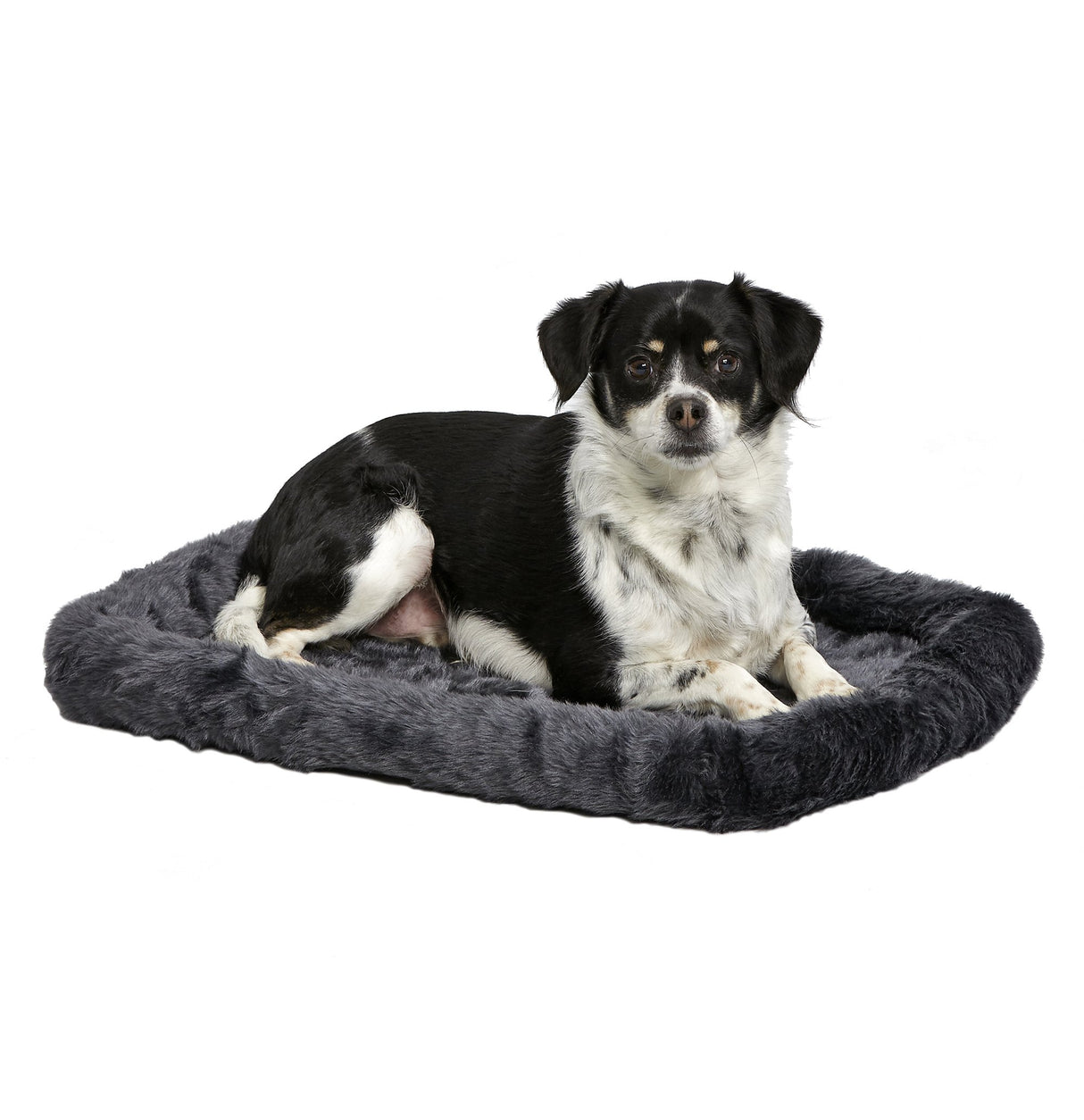 MidWest Homes for Pets Dog Bed – Gray Faux Fur Bolster, Ultra-Soft and Machine Washable, Fits 24-Inch Crates and Carriers, for Small Dogs and Cats