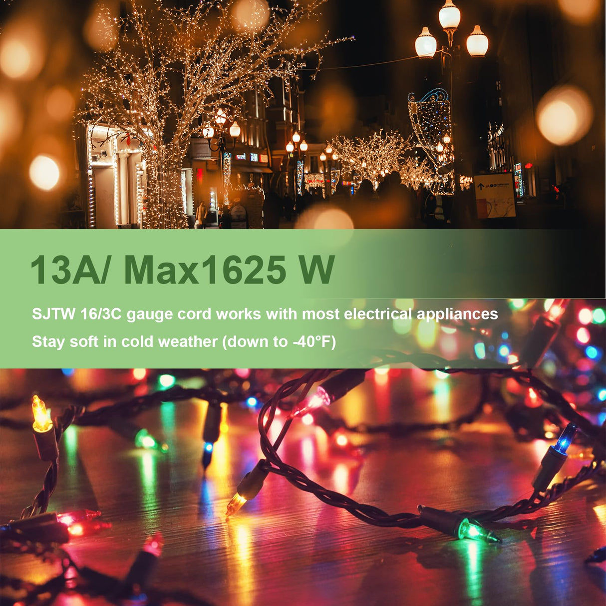 EP 2 Pack 6 Ft Outdoor Extension Cord with 3 Electrical Power Outlets - 16/3 SJTW Green Cable with 3 Prong Grounded Plug for Safety Great for Christmas Lights, Garden and Major Appliances