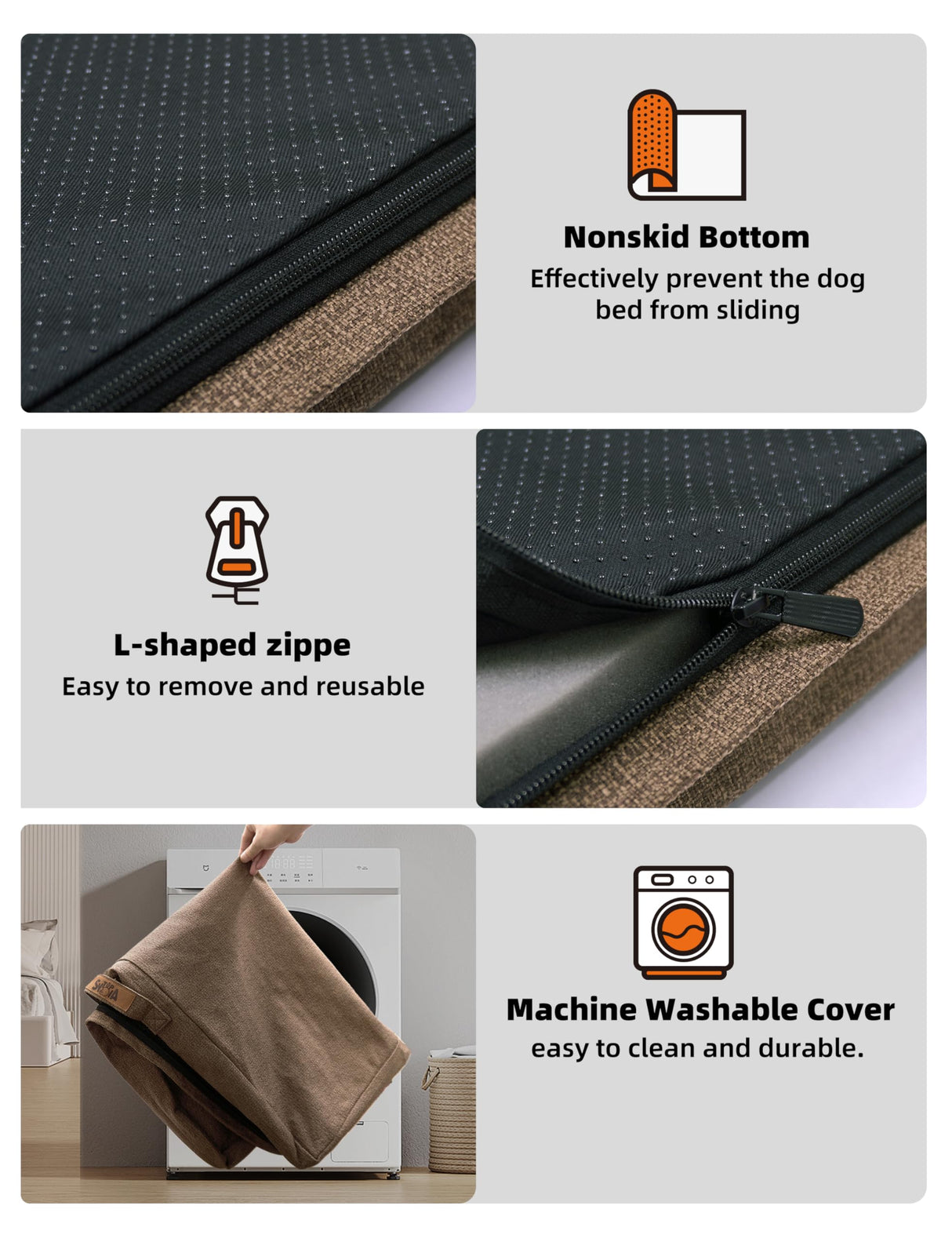 Sytopia Indestructible 50 Inch Orthopedic Waterproof Dog Crate Bed chew Proof for Extra Large Dogs, Removable Washable Cover, Egg Crate Foam Mat, Suitable for Dogs Up to 130 lbs, Brown