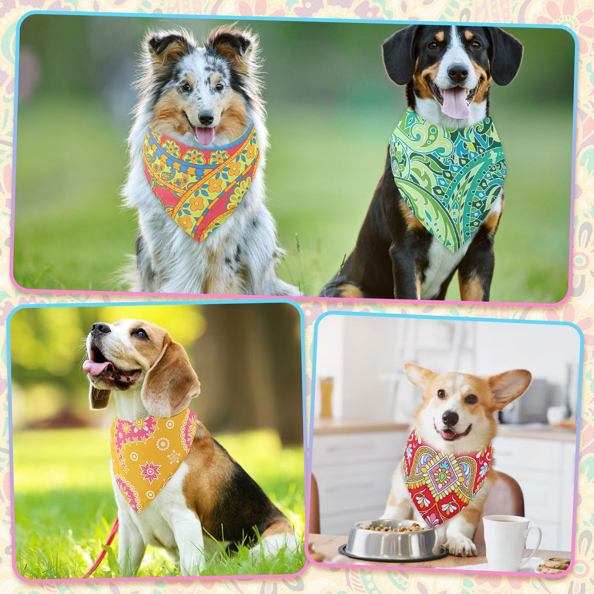Sanwuta 100 Pcs Paisley Dog Bandana Bulk Pet Triangle Scarf Bibs Bandanas for Dogs Washable Puppy Kerchief Adjustable Grooming Supplies for Small Medium Large Seasonal Cat Costume Accessories