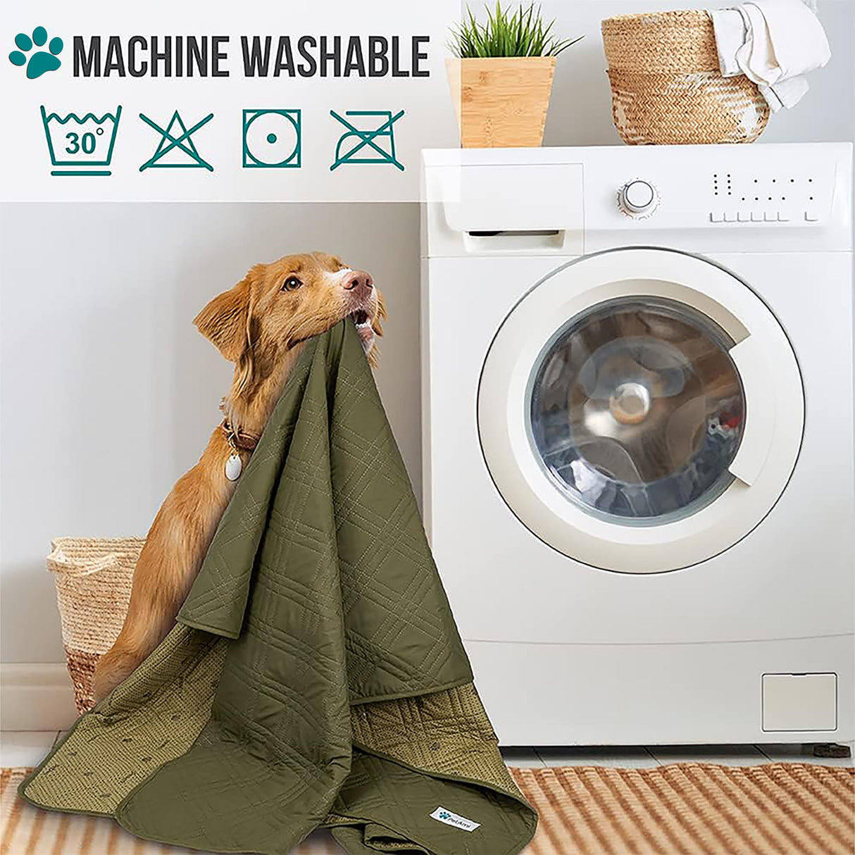 PetAmi Waterproof Couch Cover for Dogs, Waterproof Pet Blanket, Reversible Furniture Cover Sofa Protector for Pet Cat Bed, Washable Waterproof Blanket Dog Cover for Couch Seat, 30x70 Green