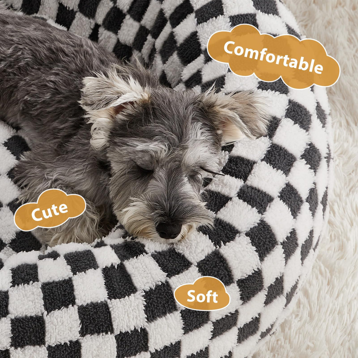 BFPETHOME Donut Dog Bed for Small Dogs, Round Cat Beds for Indoor Cats, Calming Pet Bed for Puppy and Kitty with Non-Slip Bottom, Cute Fancy Dog Bed Machine Washable Puppy Bed