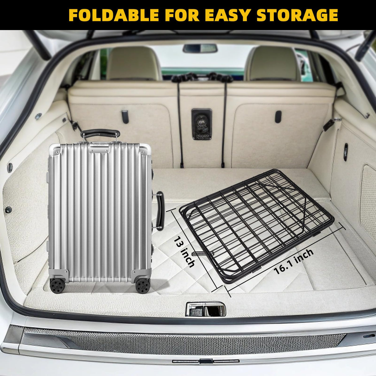 KOOLTAIL Dog Barrier for SUV & Truck, Adjustable & Foldable Dog Car Barrier 36.6"-60.6", Heavy-Duty Wire Mesh Car Divider, Universal Fit for Cars, Jeep, Hatchback, Triple Folding