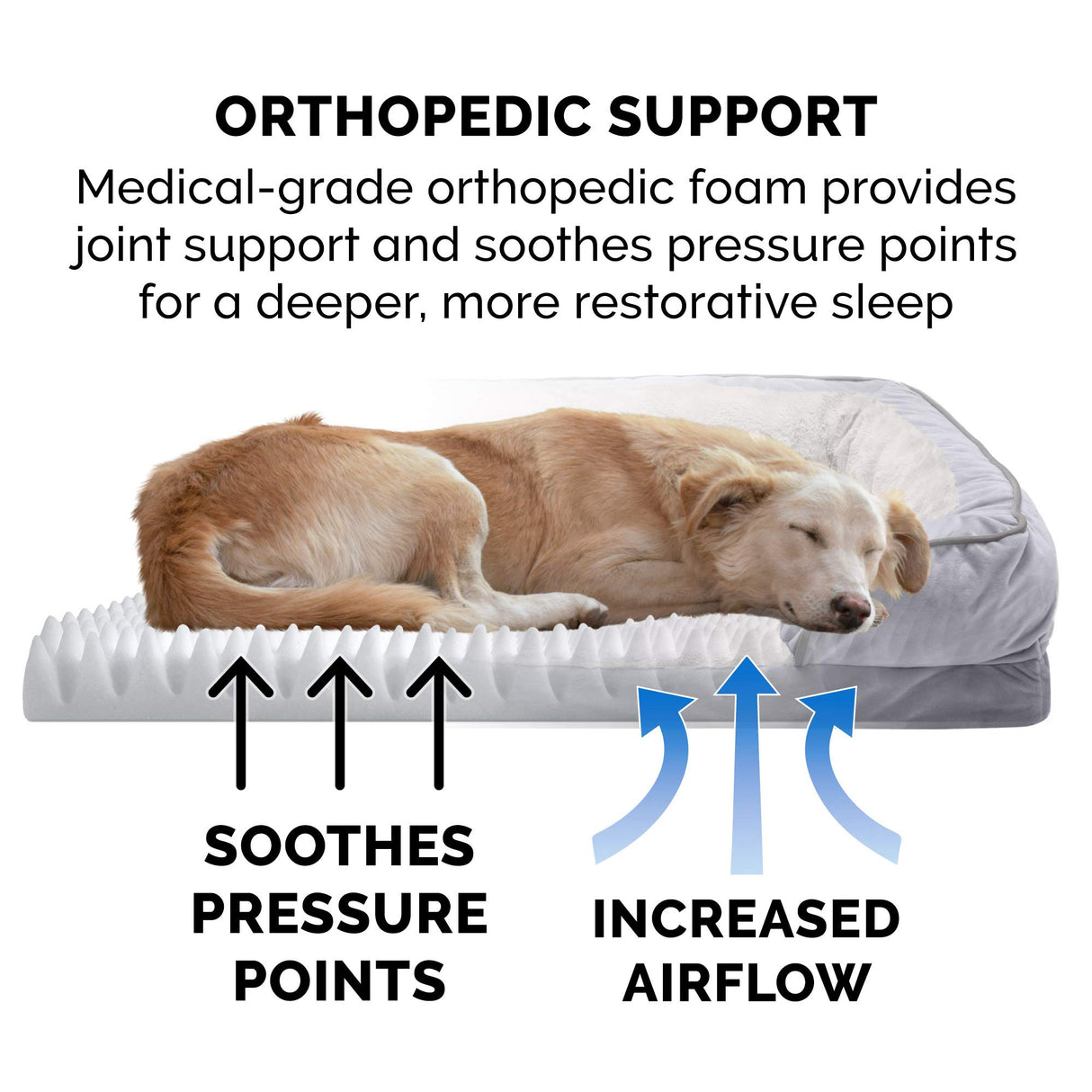 Furhaven Orthopedic Dog Bed for Medium/Small Dogs w/ Removable Bolsters & Washable Cover, For Dogs Up to 35 lbs - Plush & Velvet Waves Perfect Comfort Sofa - Granite Gray, Medium