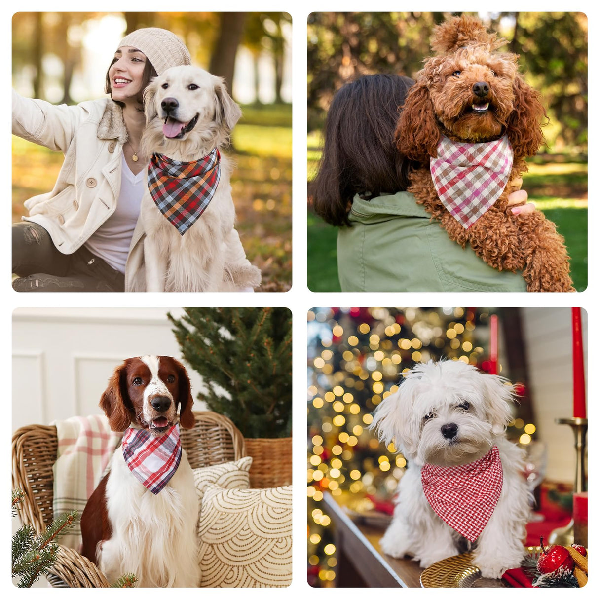Segarty 60 Pack Triangle Pets Kerchief, 22.8"x15.7" Pet Scarf Washable Plaid Dog Bandanas Accessories Bulk for Small Medium Dogs Cats Large Puppy, Adjustable Reversible Boy Birthday Bibs